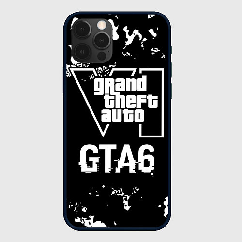 Чехол iPhone 12 Pro GTA6 glitch на темном фоне / 3D-Черный – фото 1