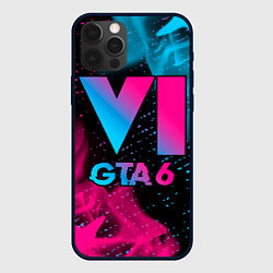 Чехол для iPhone 12 Pro GTA 6 - neon gradient, цвет: 3D-черный