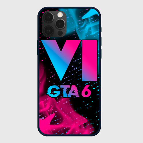Чехол iPhone 12 Pro GTA 6 - neon gradient / 3D-Черный – фото 1
