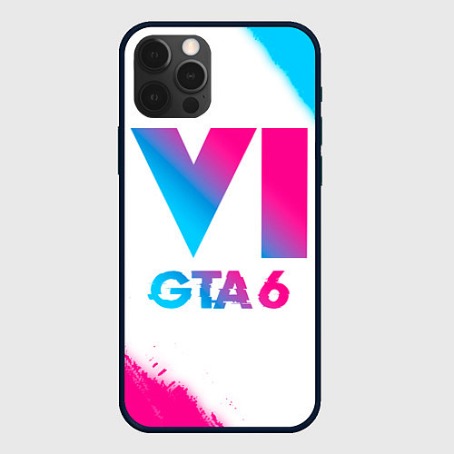 Чехол iPhone 12 Pro GTA 6 neon gradient style / 3D-Черный – фото 1