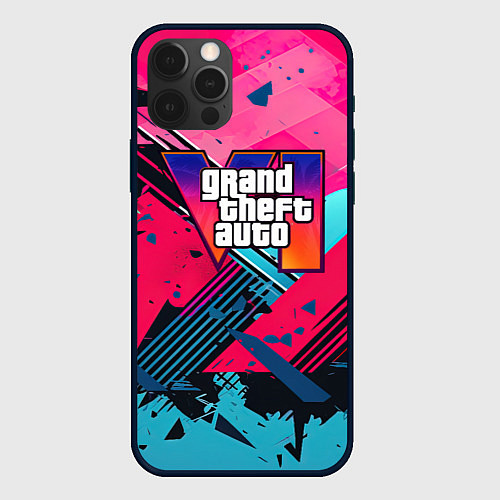 Чехол iPhone 12 Pro Gta 6 abstract logo style / 3D-Черный – фото 1