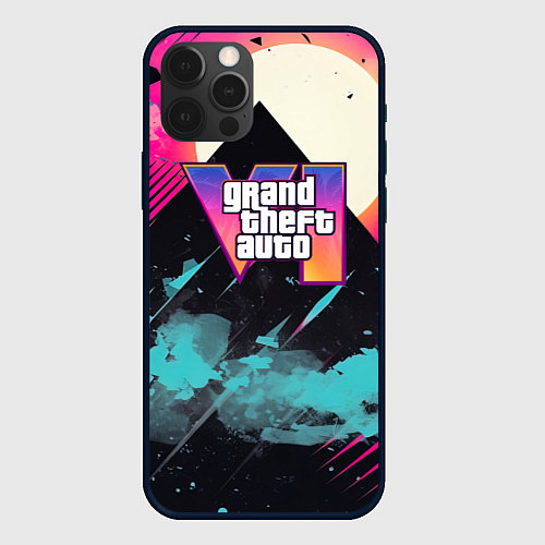 Чехол iPhone 12 Pro GTA 6 logo retro / 3D-Черный – фото 1