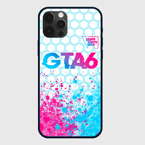 Чехол iPhone 12 Pro GTA6 neon gradient style посередине / 3D-Черный – фото 1