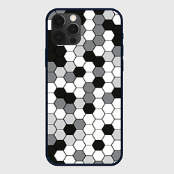Чехол для iPhone 12 Pro Камуфляж гексагон серый, цвет: 3D-черный