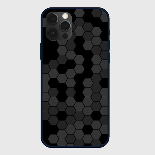 Чехол iPhone 12 Pro Камуфляж гексагон черный / 3D-Черный – фото 1