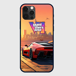 Чехол для iPhone 12 Pro GTA 6 авто вид сзади, цвет: 3D-черный