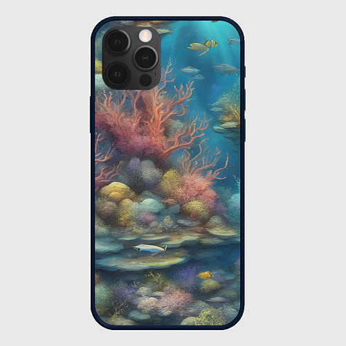 Чехол iPhone 12 Pro Рыбы под водой / 3D-Черный – фото 1