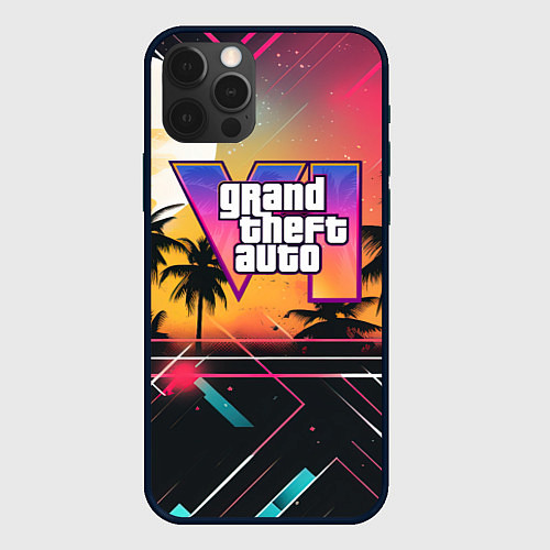 Чехол iPhone 12 Pro GTA 6 night logo / 3D-Черный – фото 1
