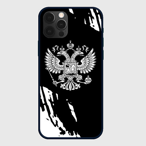Чехол iPhone 12 Pro Герб великой страны Россия краски / 3D-Черный – фото 1