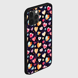 Чехол для iPhone 12 Pro Паттерн с сердечками на Валентинов день, цвет: 3D-черный — фото 2