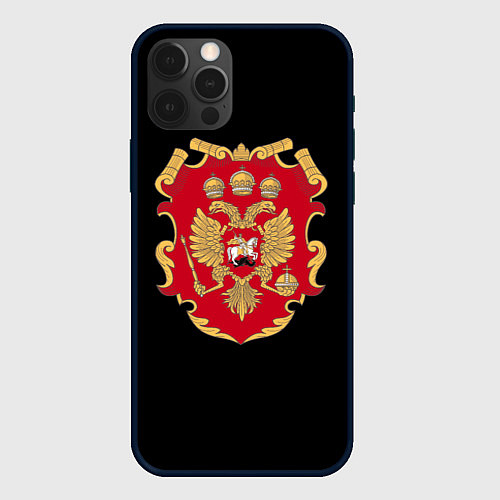 Чехол iPhone 12 Pro Российская империя символика герб щит / 3D-Черный – фото 1