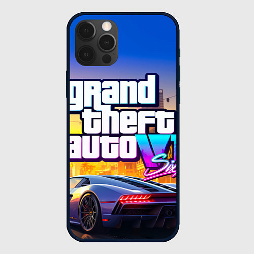 Чехол iPhone 12 Pro Grand theft auto 6 street vice city / 3D-Черный – фото 1