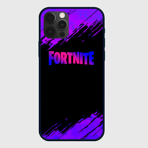 Чехол iPhone 12 Pro Fortnite epic games neon / 3D-Черный – фото 1