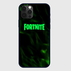 Чехол для iPhone 12 Pro Fortnite языки пламени зелёный, цвет: 3D-черный