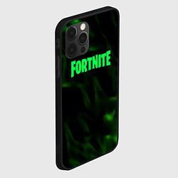 Чехол для iPhone 12 Pro Fortnite языки пламени зелёный, цвет: 3D-черный — фото 2