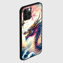 Чехол для iPhone 12 Pro Japanese dragon and sakura - engraving, цвет: 3D-черный — фото 2