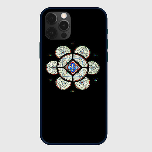 Чехол iPhone 12 Pro Готический витраж из Блуа / 3D-Черный – фото 1