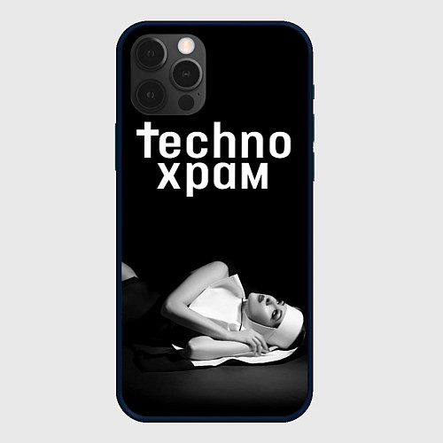 Чехол iPhone 12 Pro Techno храм монашка лежит / 3D-Черный – фото 1