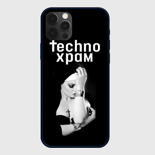 Чехол iPhone 12 Pro Techno храм монашка с золотыми браслетами / 3D-Черный – фото 1