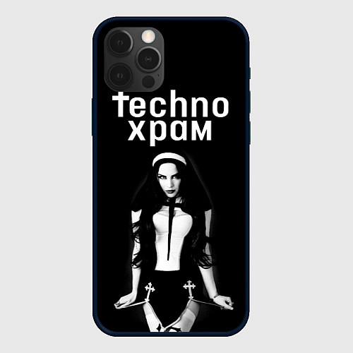 Чехол iPhone 12 Pro Techno храм дерзкая монашка / 3D-Черный – фото 1