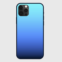 Чехол для iPhone 12 Pro Голубой и черно-синий градиент, цвет: 3D-черный