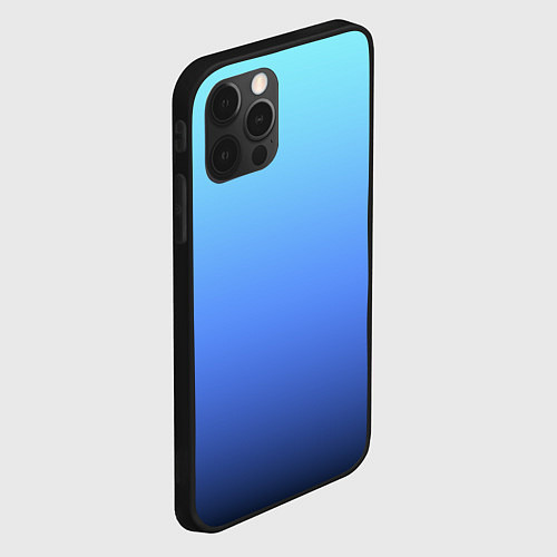 Чехол iPhone 12 Pro Голубой и черно-синий градиент / 3D-Черный – фото 2