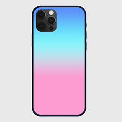 Чехол для iPhone 12 Pro Синий и голубо-розовый градиент, цвет: 3D-черный