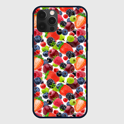 Чехол iPhone 12 Pro Разные ягоды / 3D-Черный – фото 1