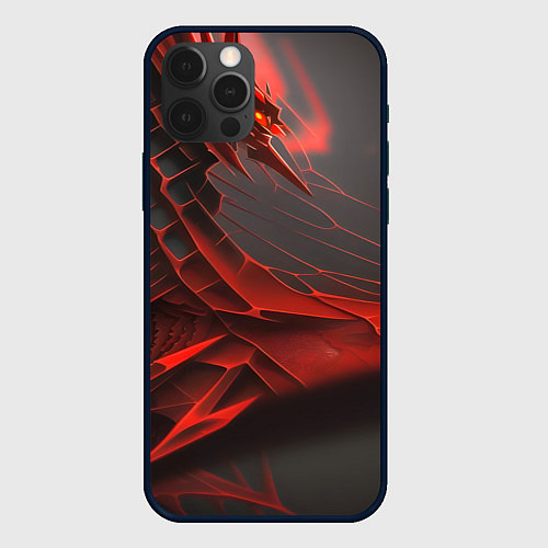 Чехол iPhone 12 Pro Красная сеть на чёрном фоне / 3D-Черный – фото 1