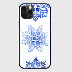 Чехол для iPhone 12 Pro Снежинки в ряд, цвет: 3D-черный