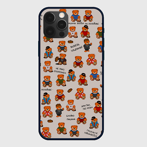 Чехол iPhone 12 Pro Персонажи слово пацана - мишки / 3D-Черный – фото 1