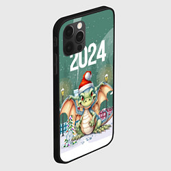 Чехол для iPhone 12 Pro Новогодний зеленый дракон 2024 год, цвет: 3D-черный — фото 2