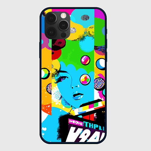 Чехол iPhone 12 Pro Girls face - pop art / 3D-Черный – фото 1