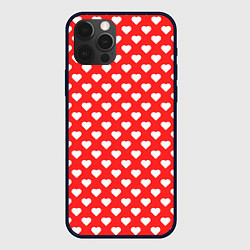 Чехол для iPhone 12 Pro Сердечный фон, цвет: 3D-черный