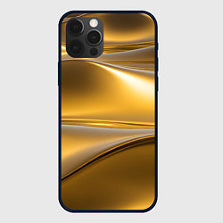 Чехол для iPhone 12 Pro Золотые волны металла, цвет: 3D-черный