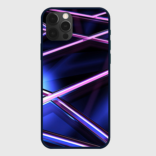 Чехол iPhone 12 Pro Фиолетовая геометрическая абстракция / 3D-Черный – фото 1