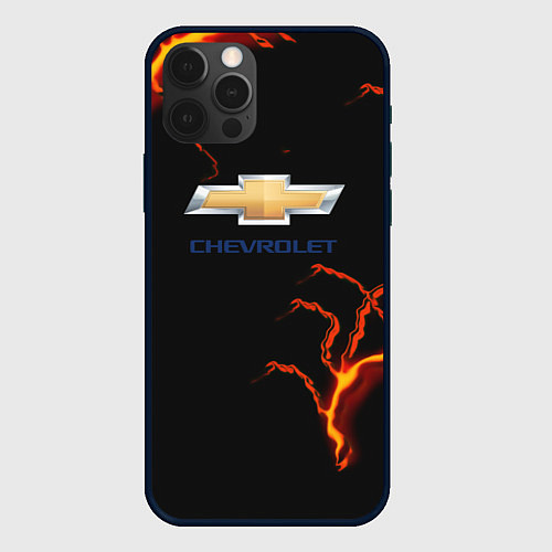 Чехол iPhone 12 Pro Chevrolet лого шторм / 3D-Черный – фото 1