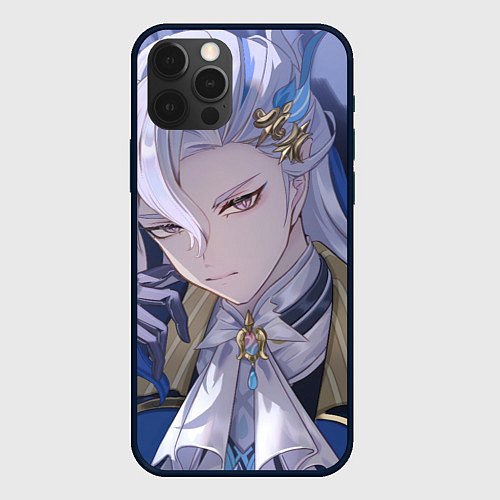 Чехол iPhone 12 Pro Genshin Impact Neuvillette / 3D-Черный – фото 1