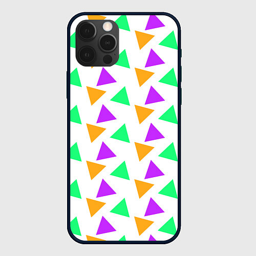 Чехол iPhone 12 Pro Яркие треугольники / 3D-Черный – фото 1