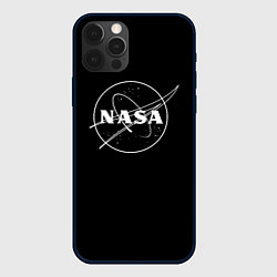 Чехол iPhone 12 Pro NASA белое лого