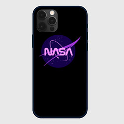 Чехол для iPhone 12 Pro NASA neon space, цвет: 3D-черный