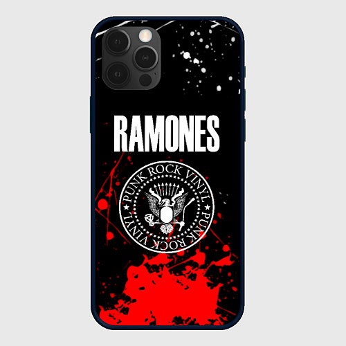 Чехол iPhone 12 Pro Ramones краски метал группа / 3D-Черный – фото 1