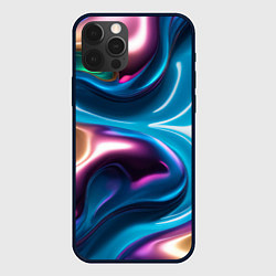 Чехол для iPhone 12 Pro Жидкий красочный металл, цвет: 3D-черный