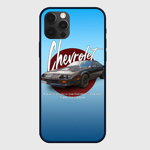 Чехол iPhone 12 Pro Американский маслкар Chevrolet Camaro третьего пок / 3D-Черный – фото 1