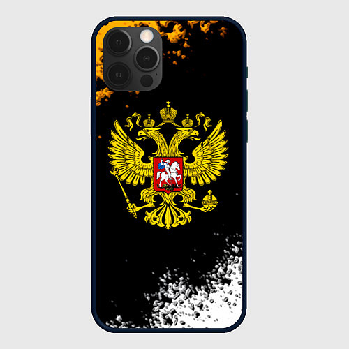 Чехол iPhone 12 Pro Герб РФ краски имперские / 3D-Черный – фото 1