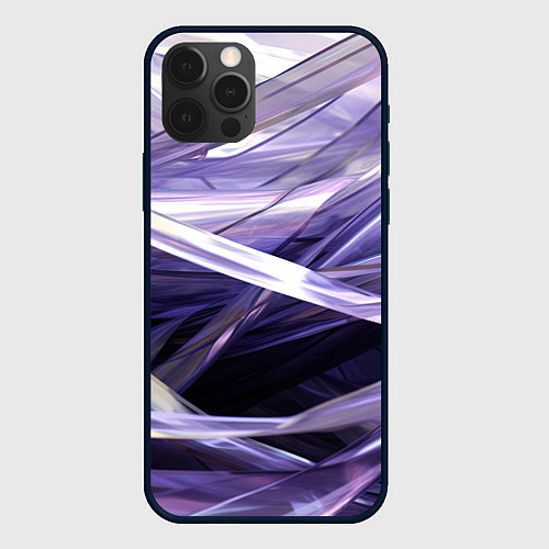 Чехол iPhone 12 Pro Фиолетовые прозрачные полосы / 3D-Черный – фото 1