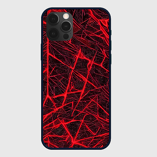 Чехол iPhone 12 Pro Красная паутина на чёрном фоне / 3D-Черный – фото 1