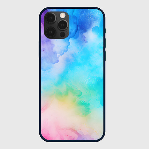 Чехол iPhone 12 Pro Цветные разводы акварели / 3D-Черный – фото 1