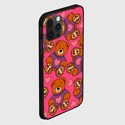 Чехол для iPhone 12 Pro Мишки игрушки в розовых свитерах и сердечки, цвет: 3D-черный — фото 2