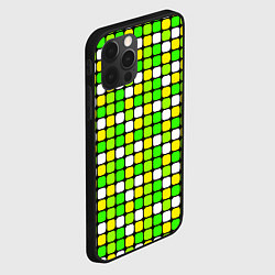 Чехол для iPhone 12 Pro Салатовые и белые квадраты, цвет: 3D-черный — фото 2